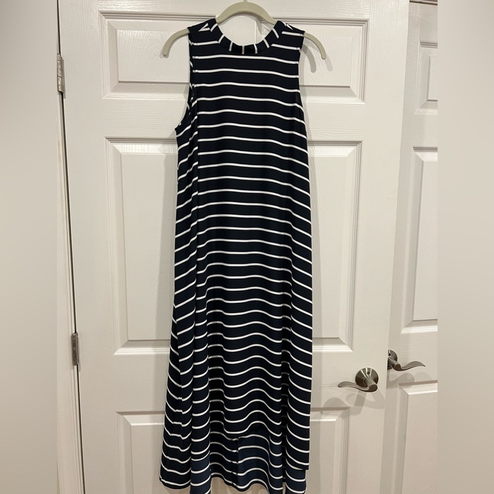 Banana Republic Factory Striped High-Low‎ Dress Womens Blue White Size Medium